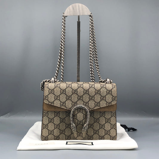 Gucci Dionysus GG Supreme Canvas Small Shoulder Bag Beige
