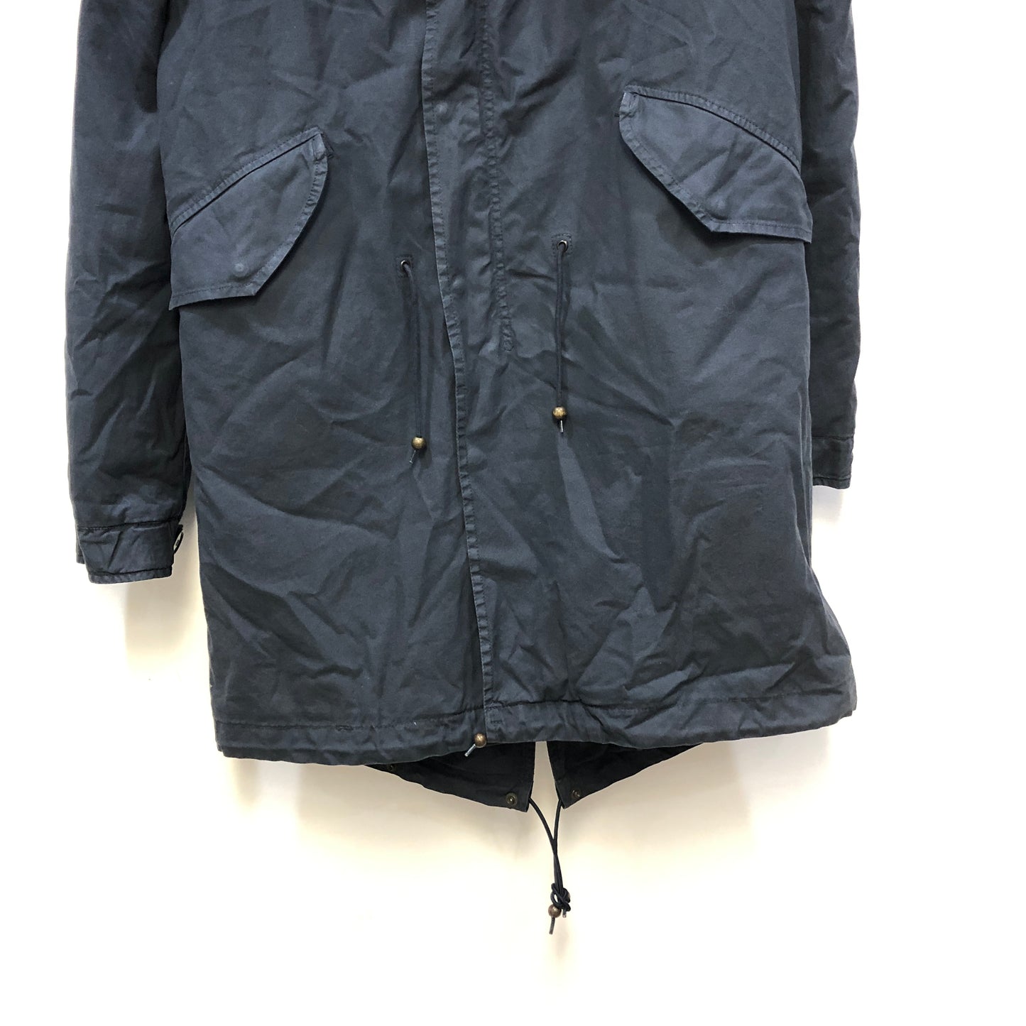 Mr & Mrs Navy Blue Fur Hood Parka Coat Size M