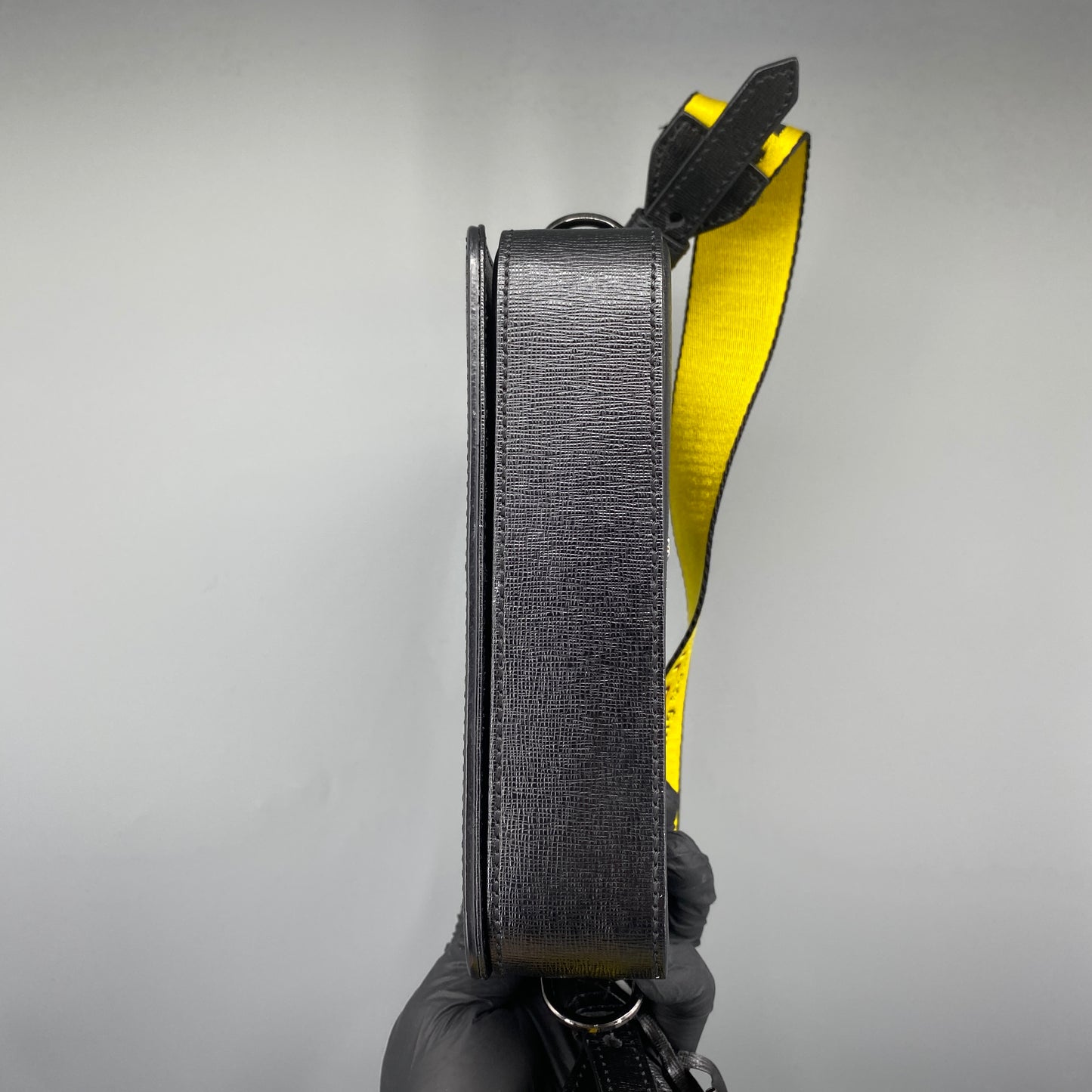 Off White Black Diagonal Stripe Leather Crossbody Bag