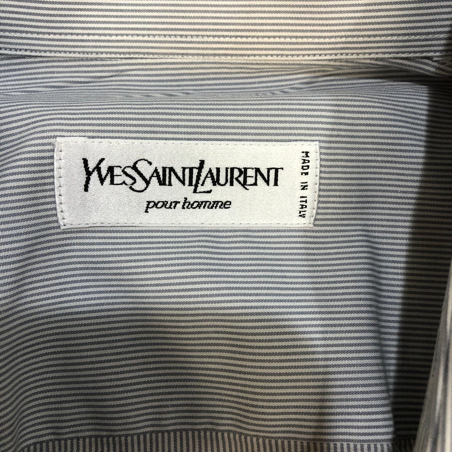 Saint Laurent Light Grey Striped Cotton Button-Down Shirt