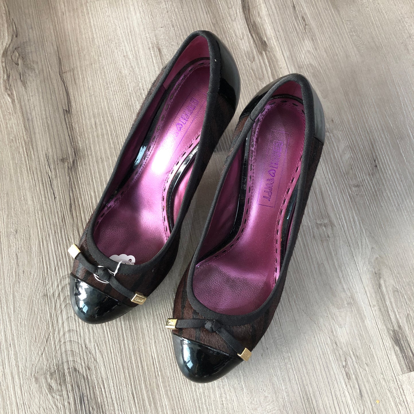 Coach Women's Signature C Print Pointed Toe Stiletto Pumps Size 7B Black Brown