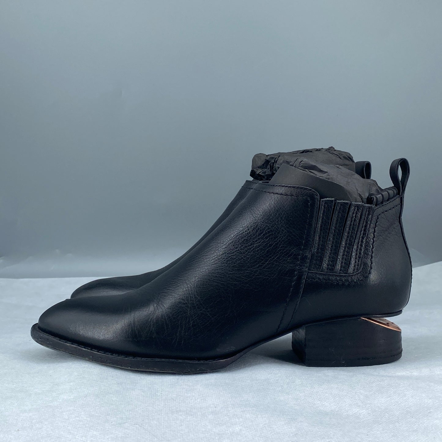 Alexander Wang Women’s Black Leather Pointed‑Toe Ankle Boots Shoes