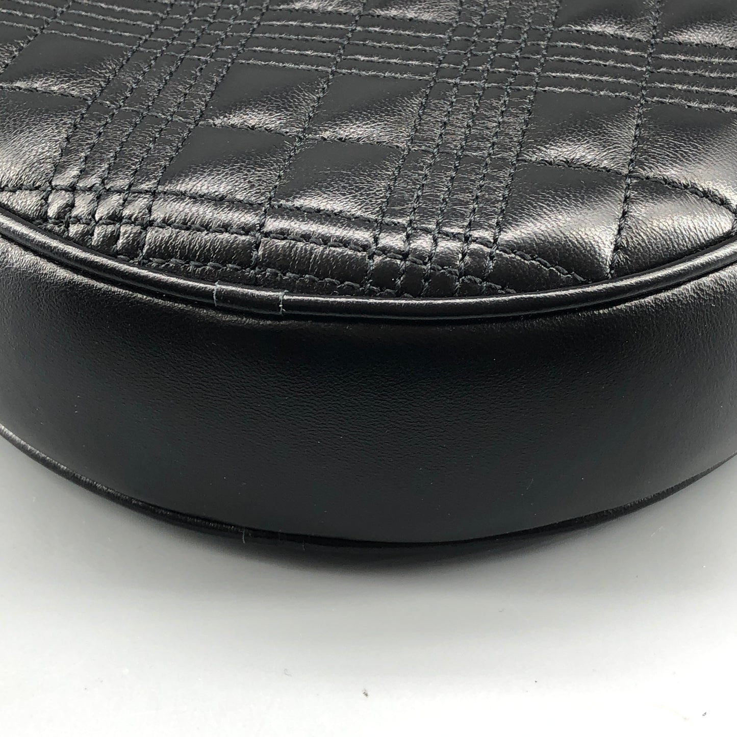 Burberry Quilted TB Leather Round Crossbody Bag Black