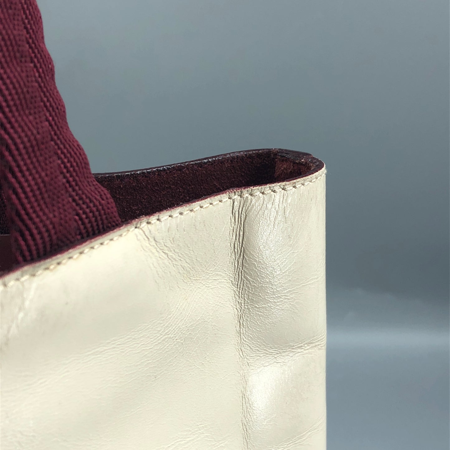 Prada Cream Leather Logo Tote Bag