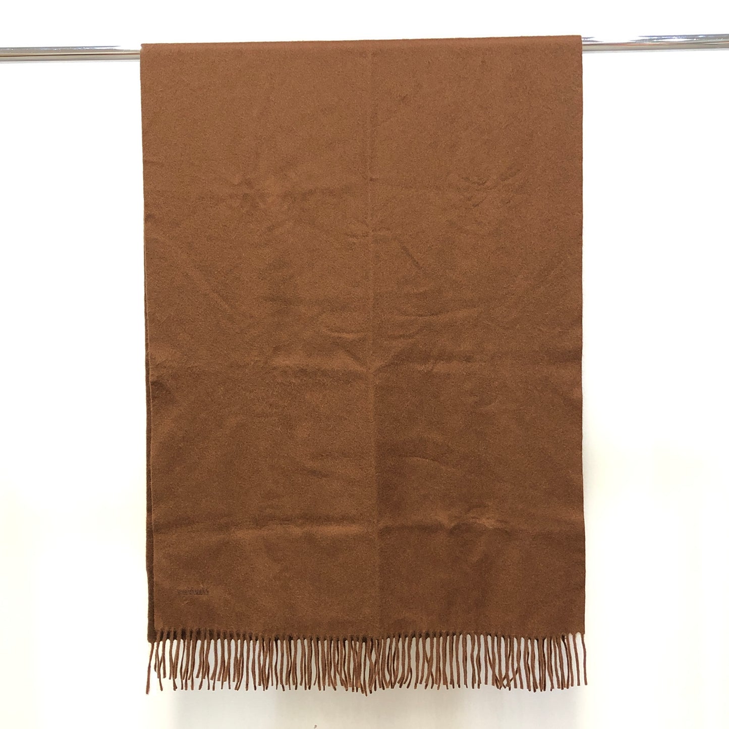 MaxMara Brown Fringed Cashmere Scarf 73*27 inches