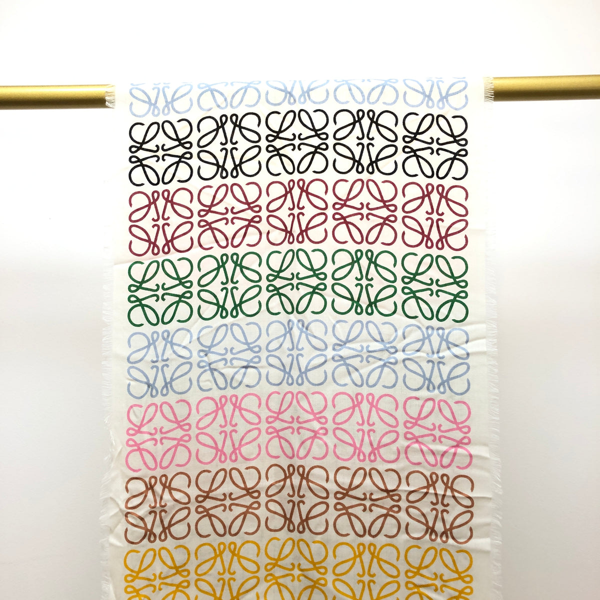Loewe Beige Multi-Color Anagram Logo Scarf 194*42 cm