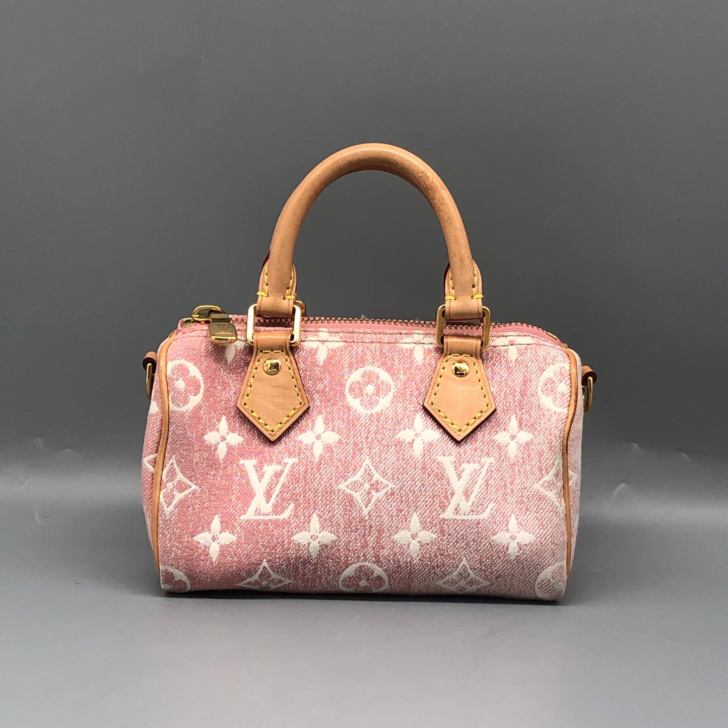 Louis Vuitton Nano Speedy Light Pink Monogram Denim Handbag