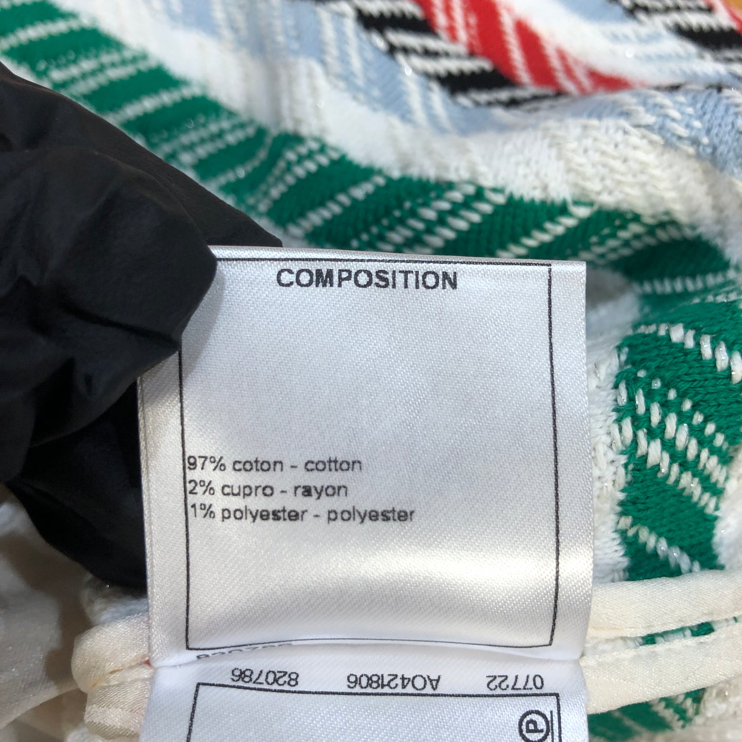 Chanel White Multicolor Trim Tweed Two-Piece Set (Top & Skirt) Size 38