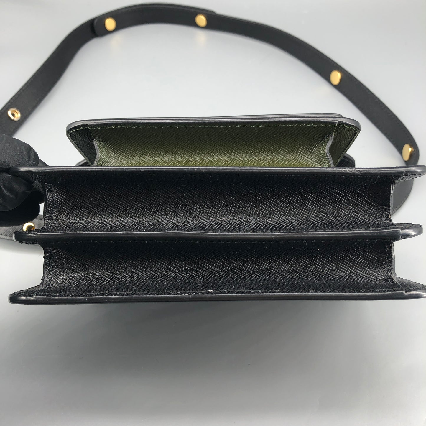 Marni Two-Tone Leather Trunk Shoulder Bag Black/Dark Green