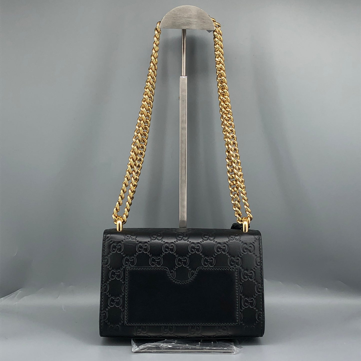 Gucci Black GG Embossed Leather Padlock Shoulder Bag