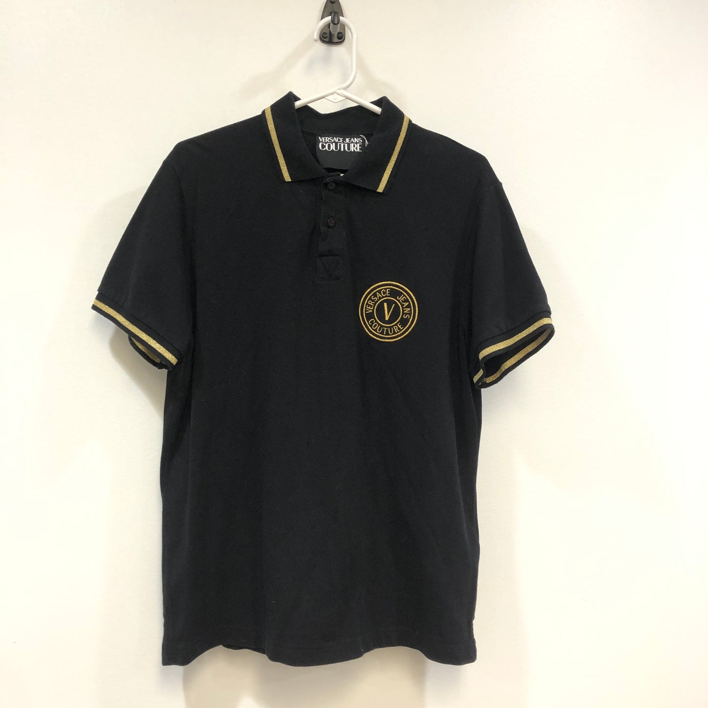 Versace Jeans Couture Logo Polo Shirt Size L Black