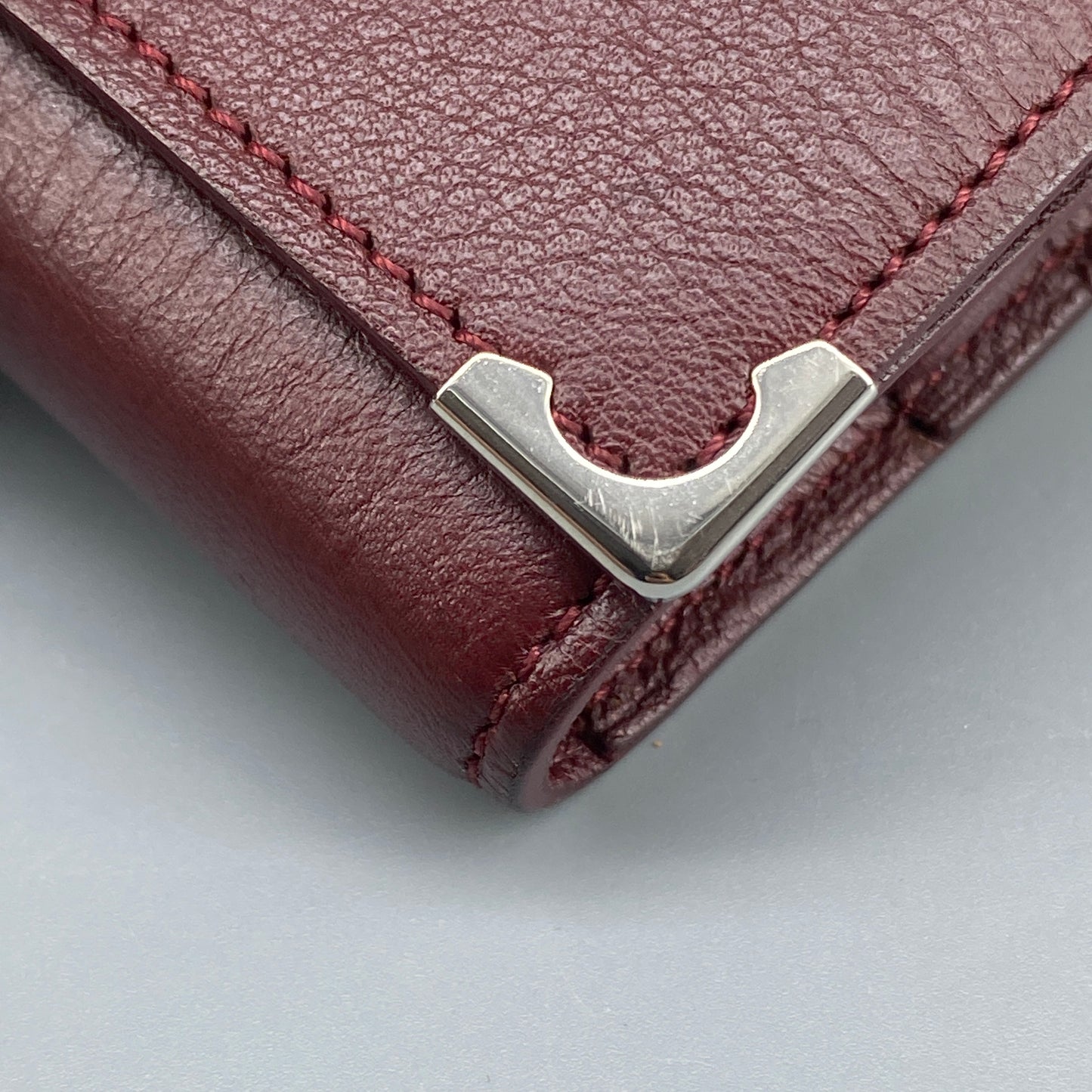 Cartier Dark Red Grain Leather Key Case