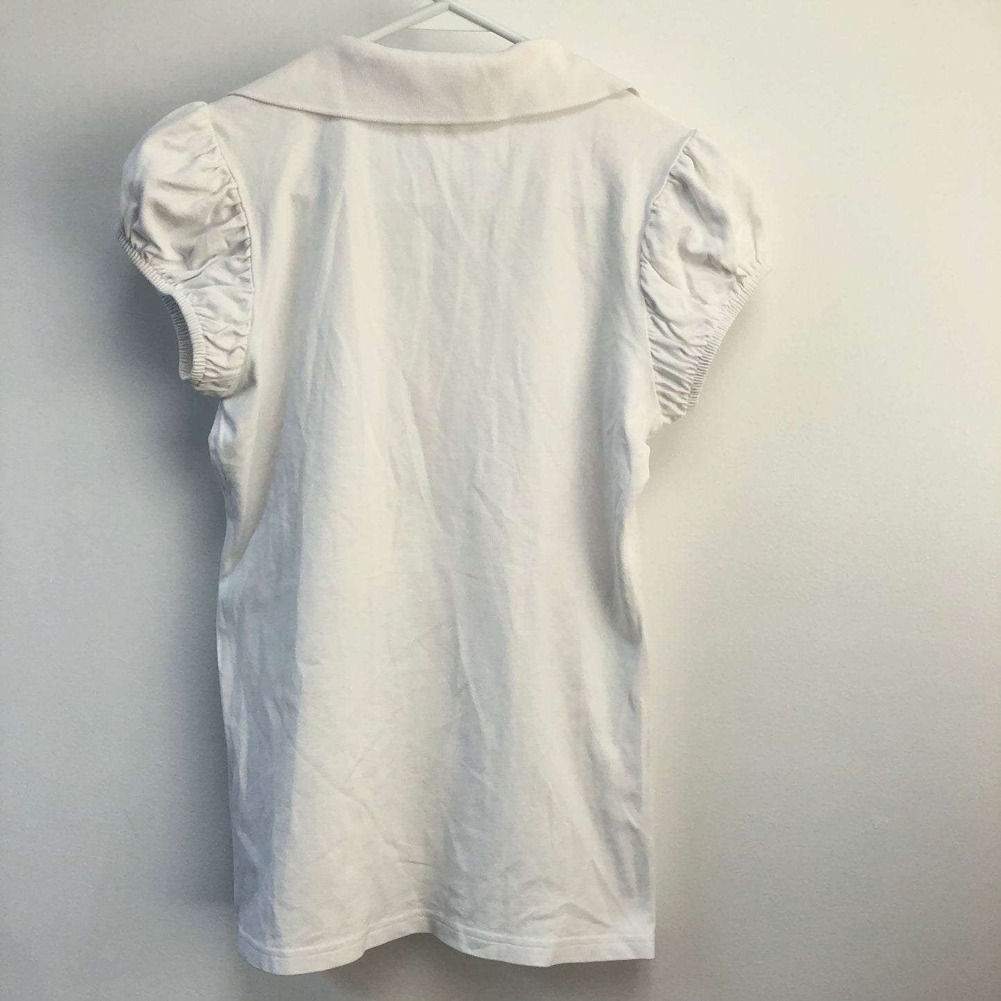 Burberry Puff Short Sleeve Polo Jersey Top Size S White