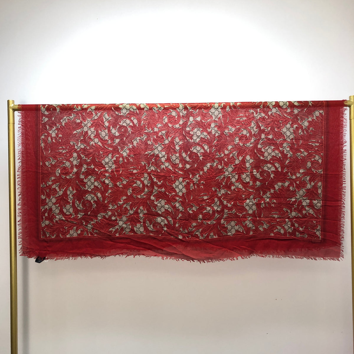 Gucci Red & Tan Floral Print Large Shawl Scarf 140*140cm