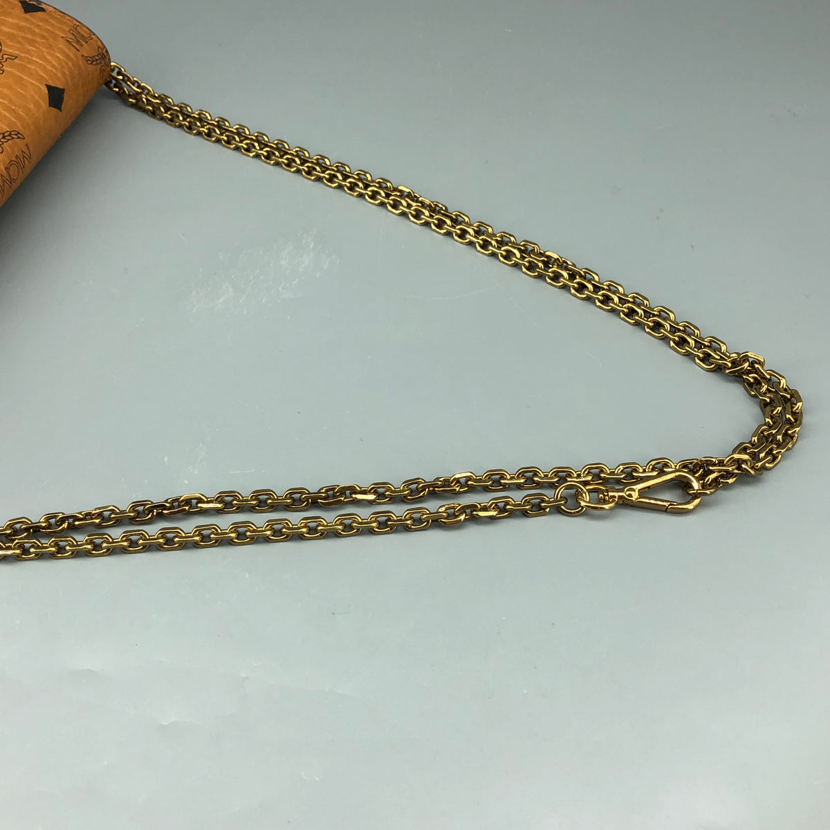 MCM Brown Visetos Chain Shoulder Bag