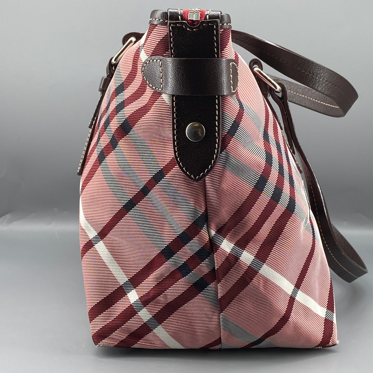 Burberry Pink Wine Check Tote Bag
