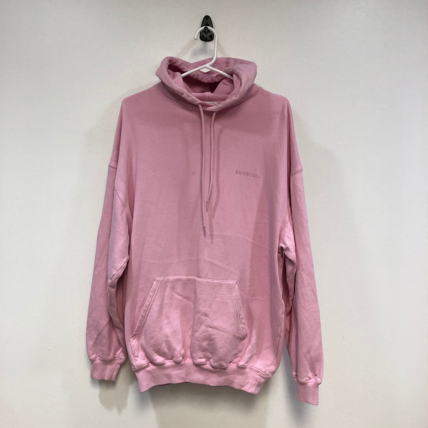 Balenciaga Embroidered Logo Oversized Hoodie Size XS Pink