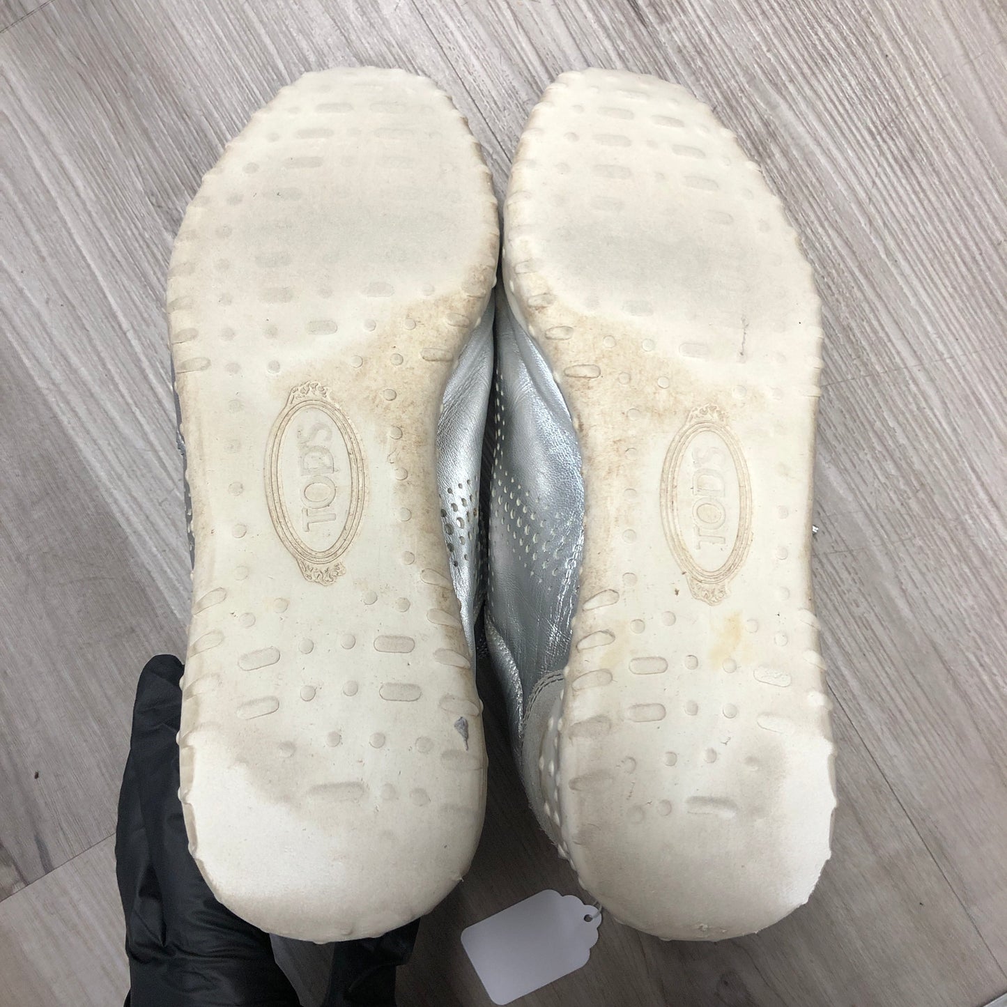 Tod's Women's Silver Leather & Suede Sneakers Size 37.5