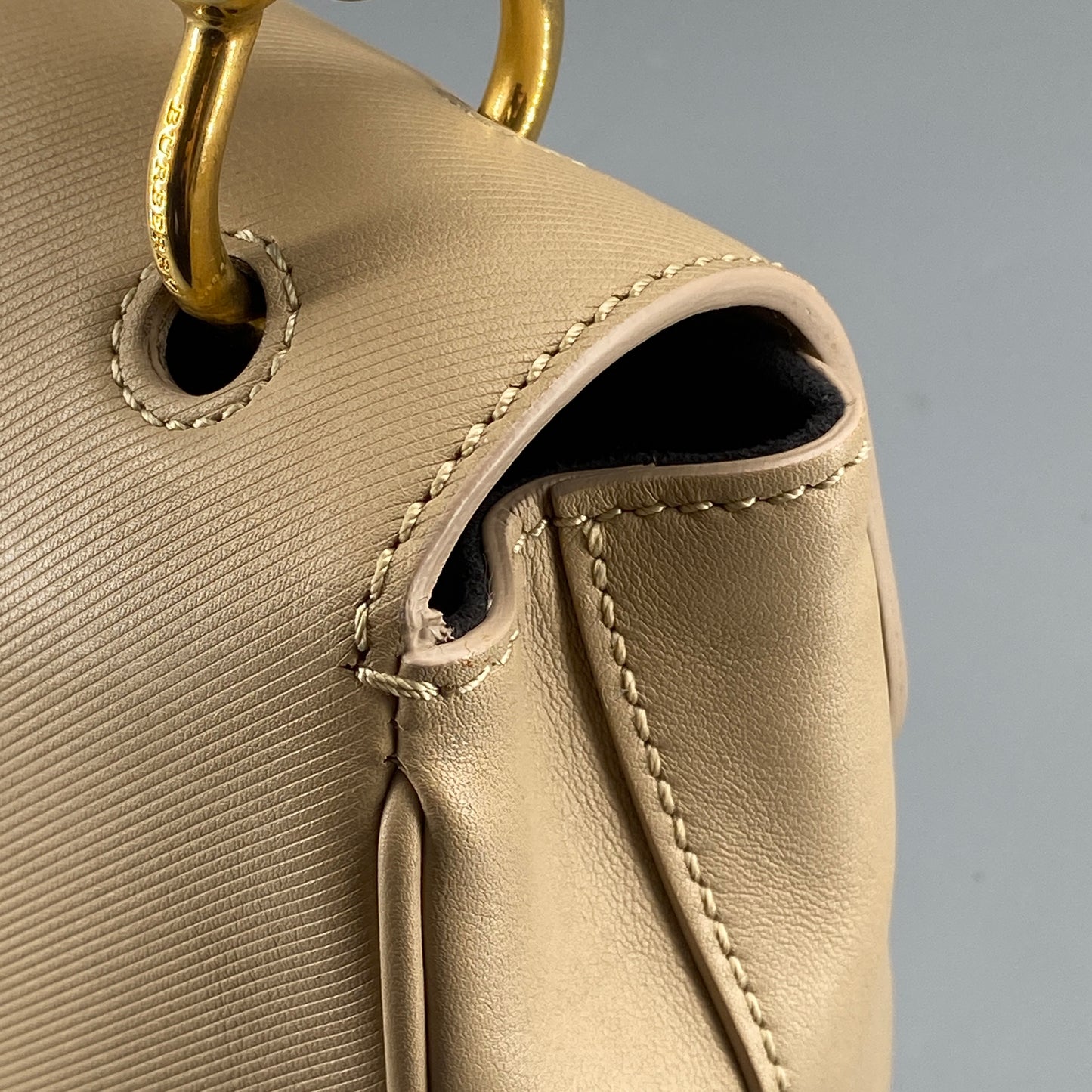 Burberry Beige Leather Top Handle Crossbody Bag