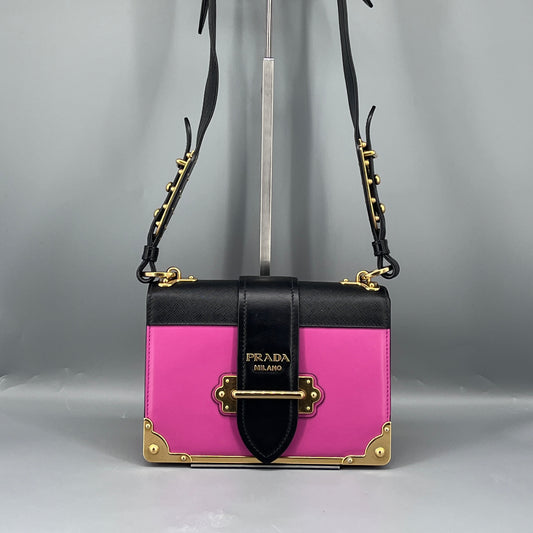 Prada Hot Pink & Black leather  Cahier Shoulder Bag