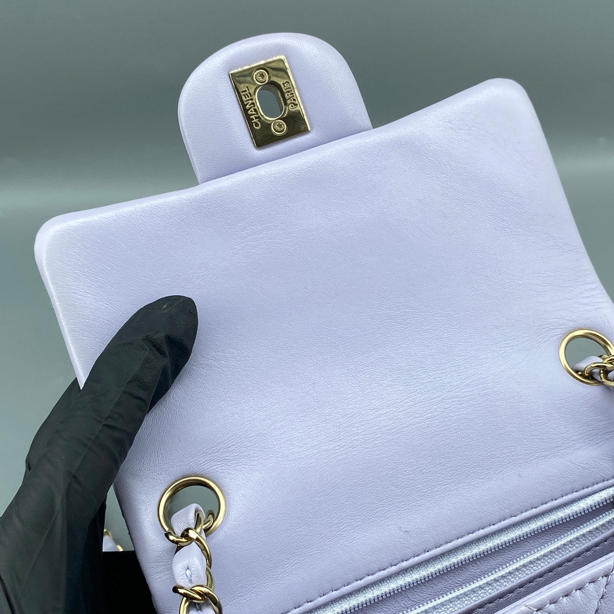 Chanel Classic Quilted Flap Mini Bag Lavendar Lambskin Leather