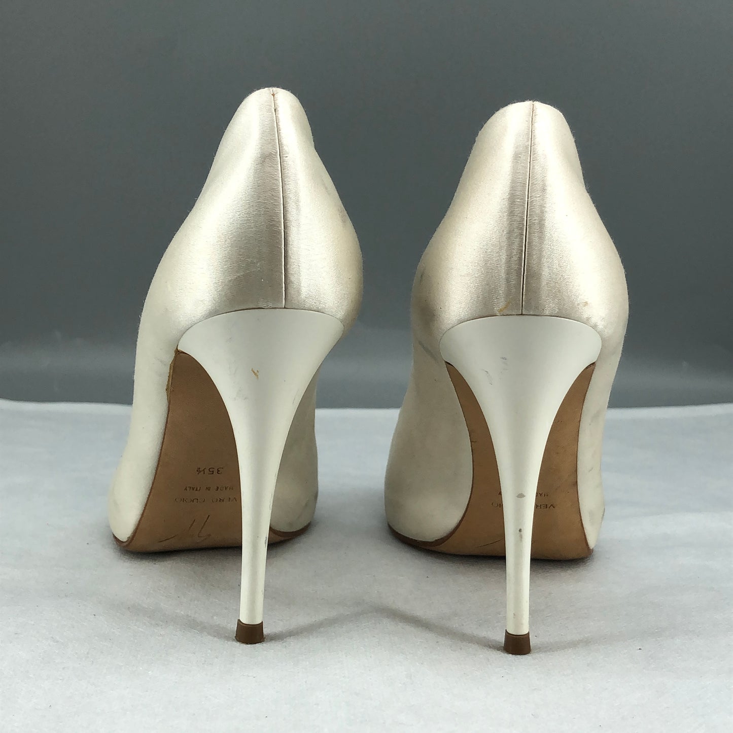 Giuseppe Zanotti Women's Crystal Embellished Peep-Toe Heels Size 35.5 Off White