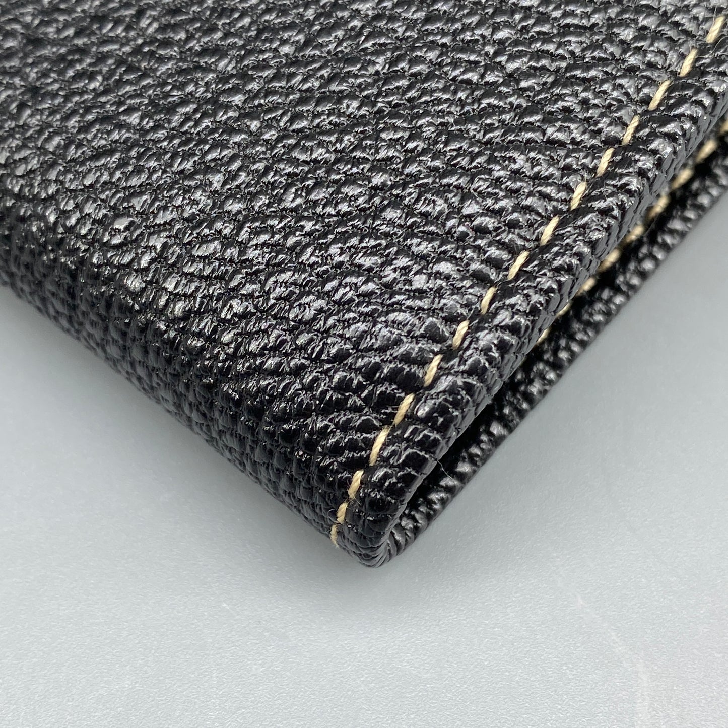 Ferragamo Black Grain Leather Flap Long Wallet