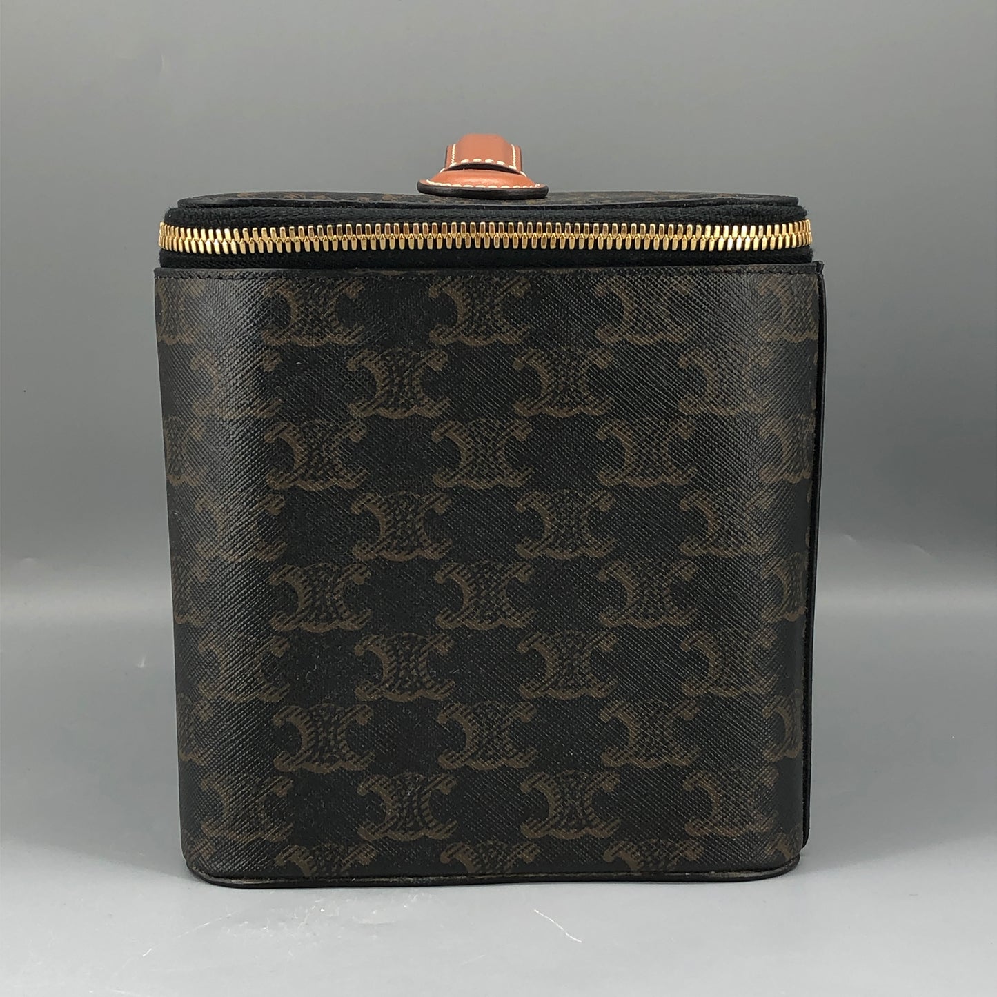 Celine Triomphe Canvas Vanity Case Bag Dark Brown