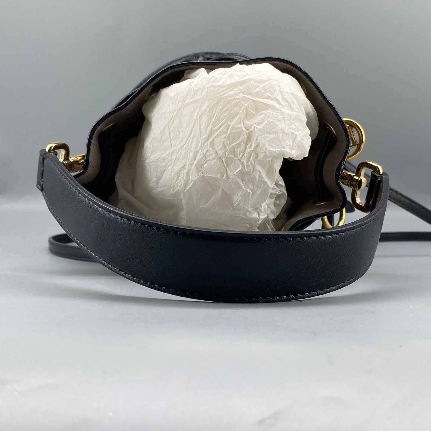 Fendi Brown FF Print Mini Drawstring Bucket Bag