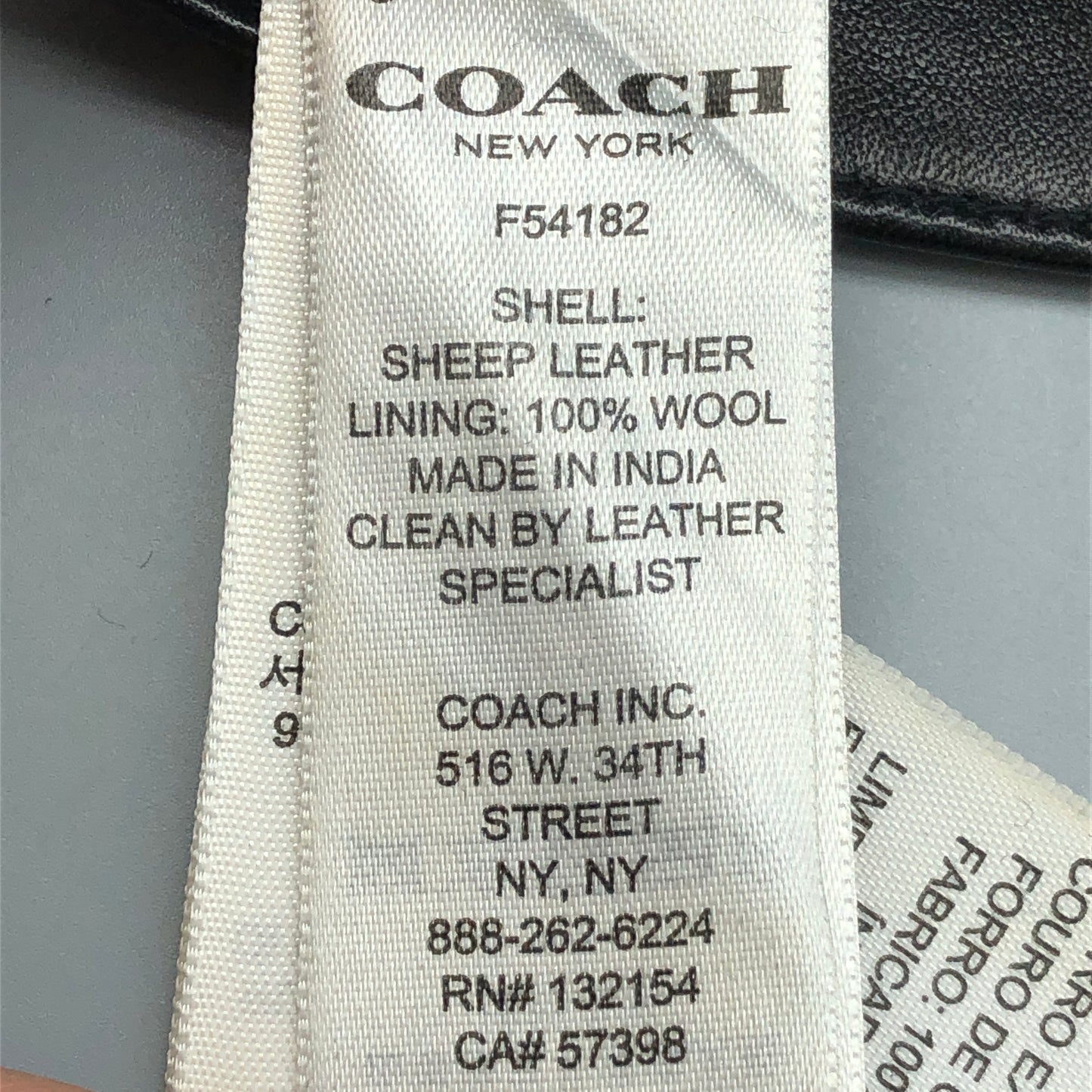Coach Sheepskin Leather Gloves Size S Black