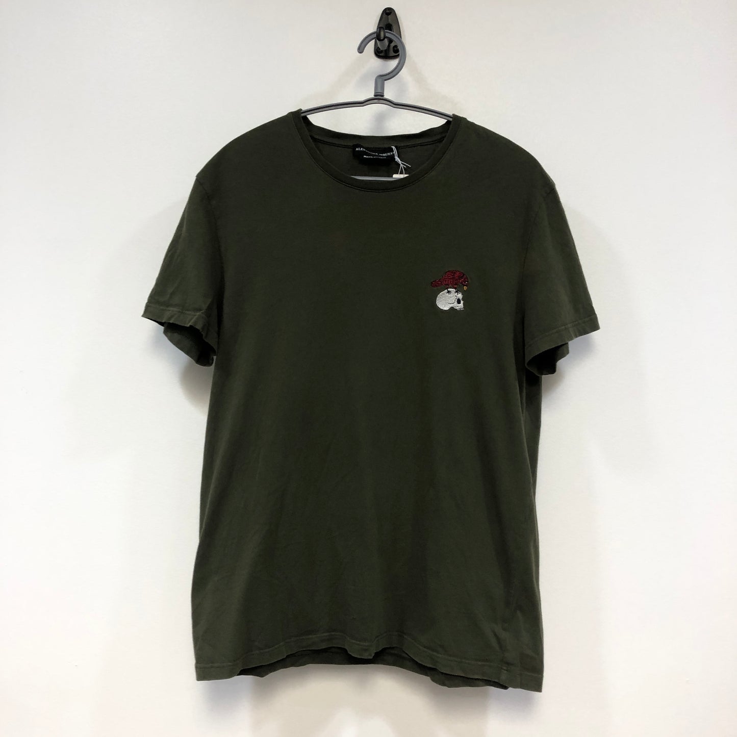 Alexander McQueen Dark Green Skull Embroidered T-Shirt Size M