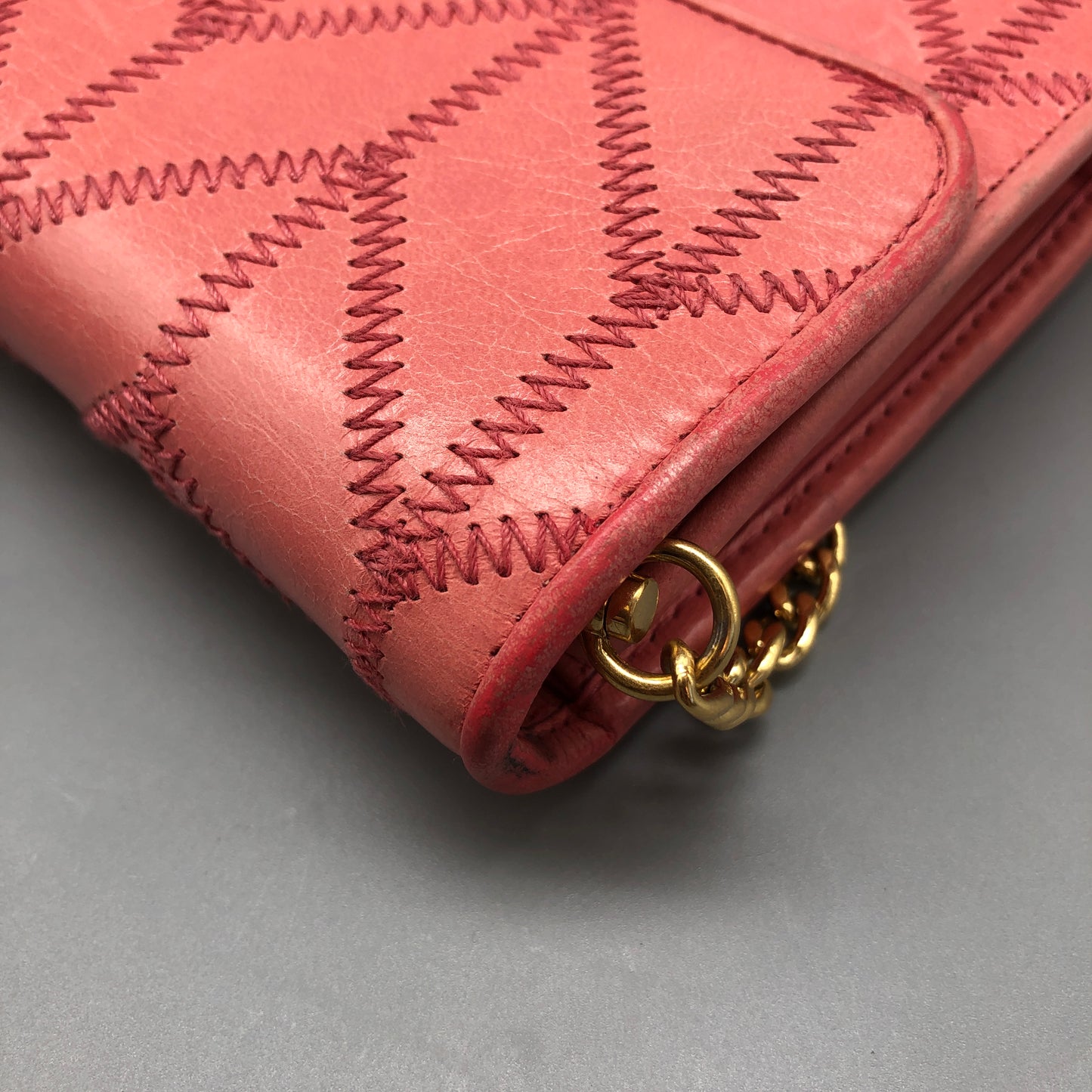 Miu Miu Pink Quilted Leather Chain Wallet / Crossbody Bag