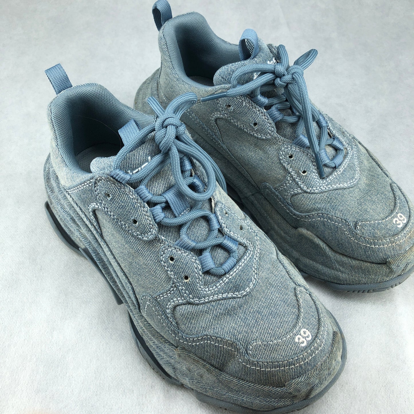 Balenciaga Unisex Triple S Denim Sneakers 39