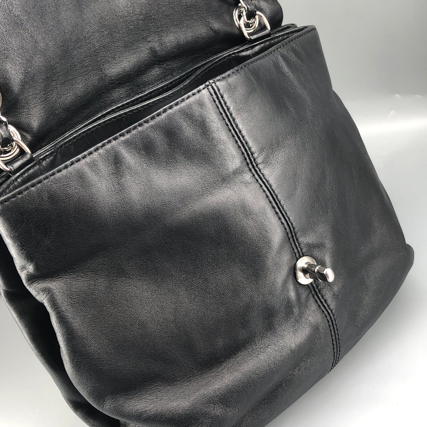 Chanel Lambskin Quilted Large Trianon Messenger Flap Black