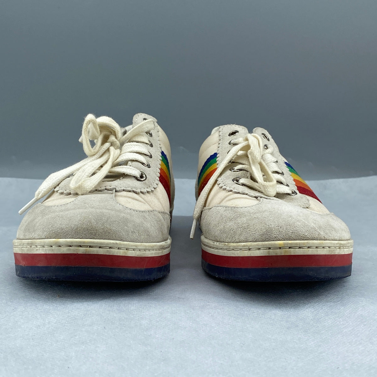 Gucci Rainbow Web Women Low‑Top Sneakers Size 37 cream