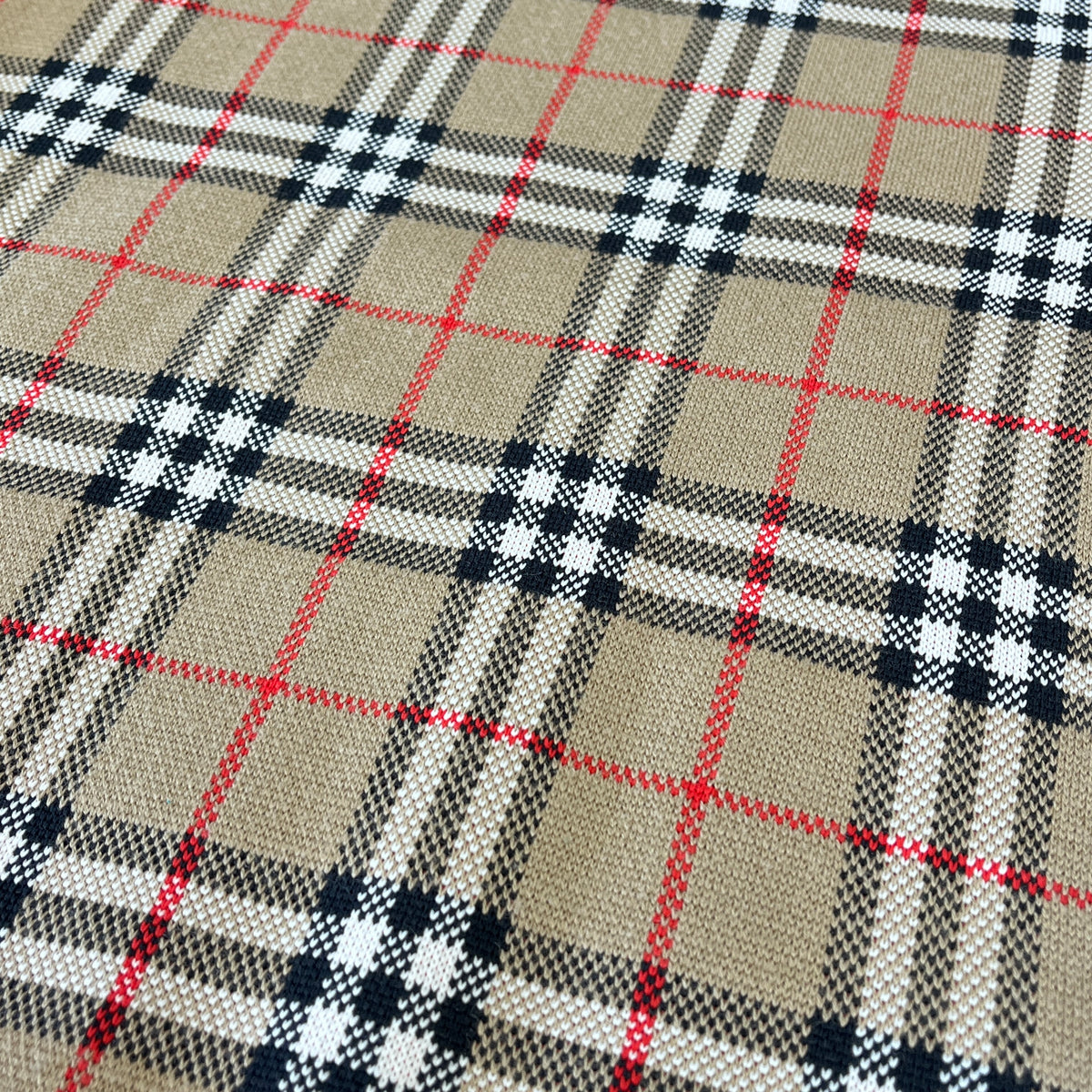 Burberry Tan Vintage Check Crewneck Knit Sweater Size S
