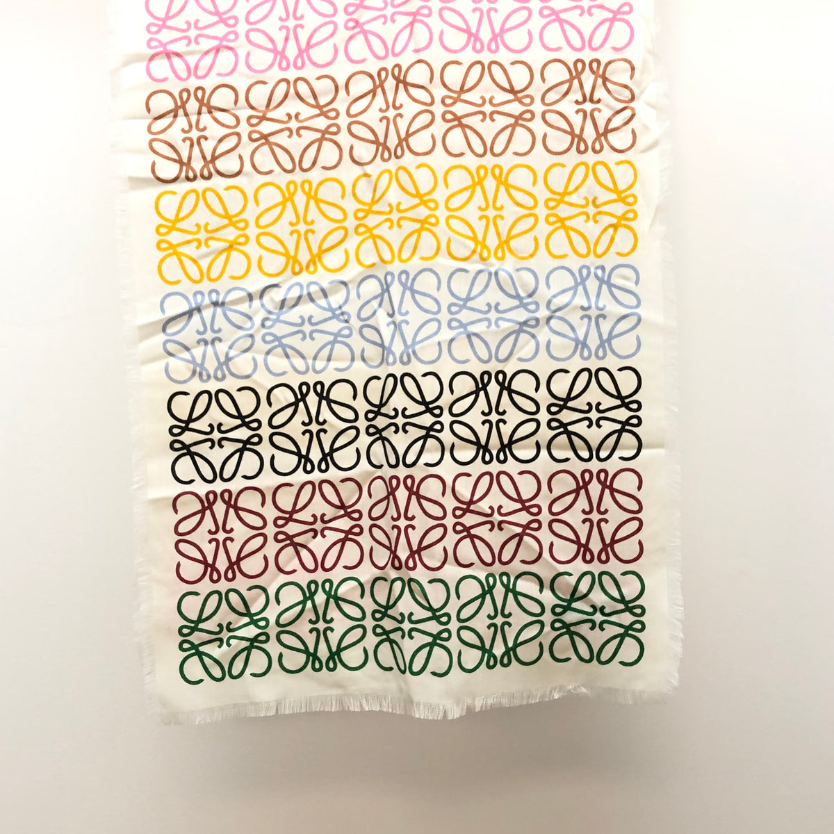 Loewe Beige Multi-Color Anagram Logo Scarf 194*42 cm