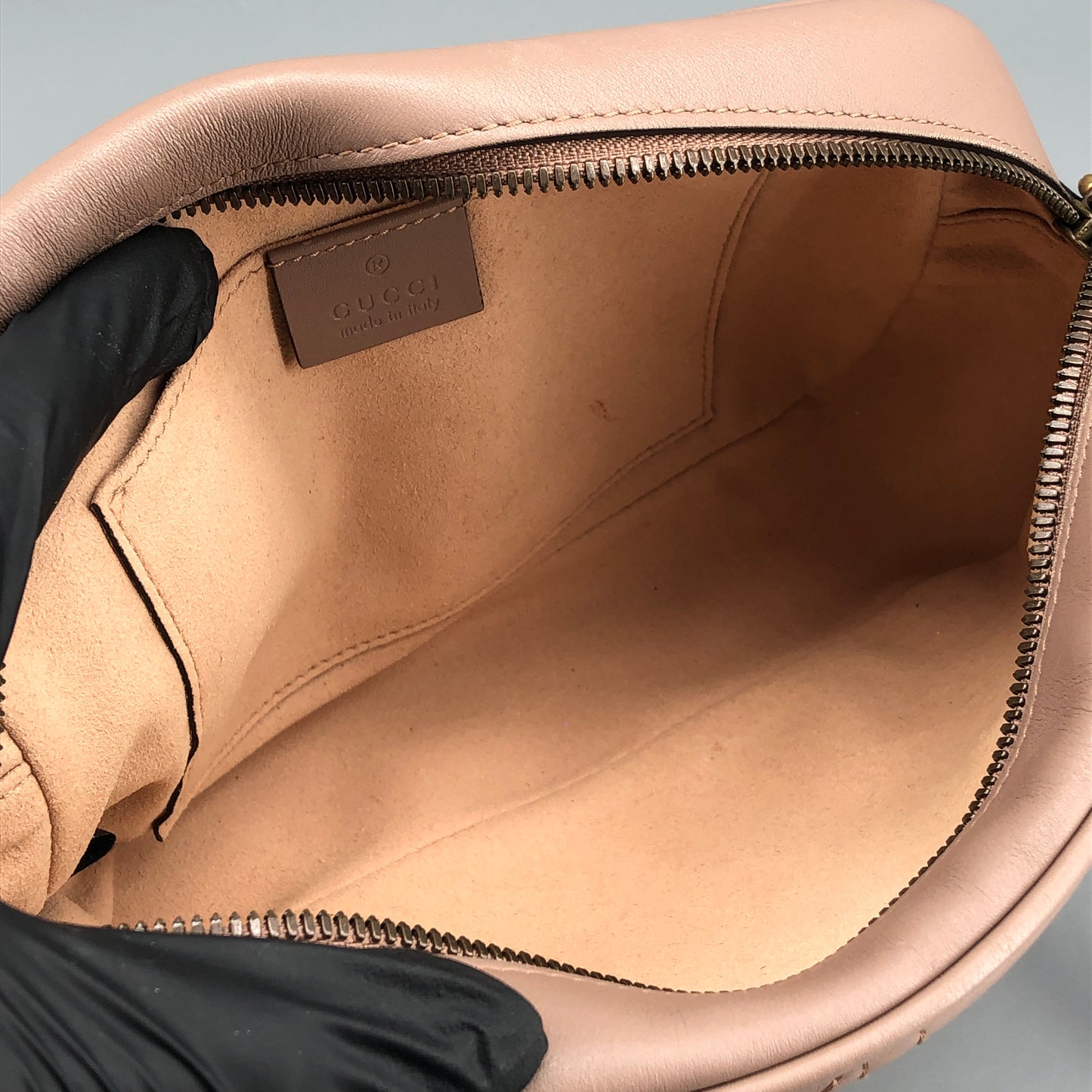 Gucci Dirty Pink Quilted Pearl GG Camera Crossbody Bag