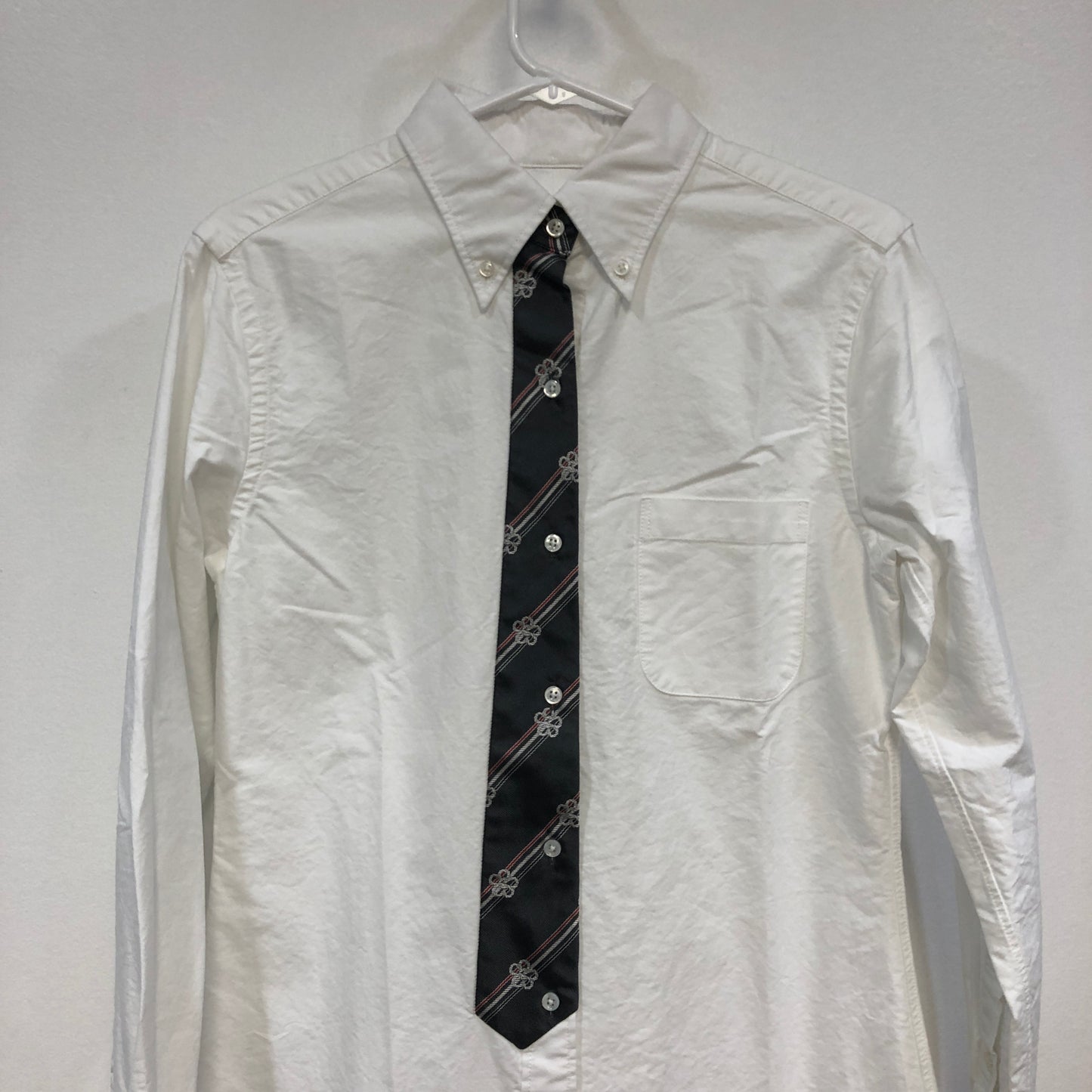 Thom Browne White Cotton Striped Cuff Shirt Dress 42