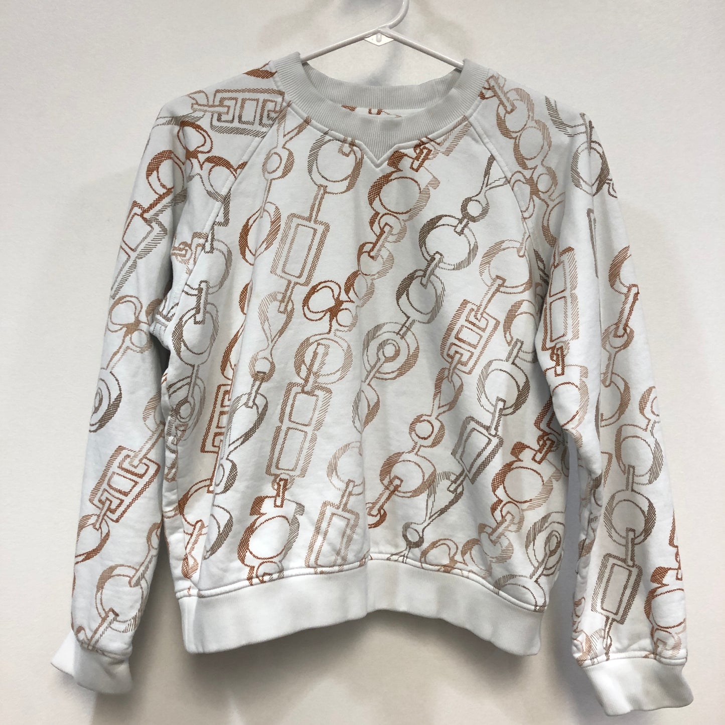 Hermes White/Orange Chain Print Sweatshirt Size 40
