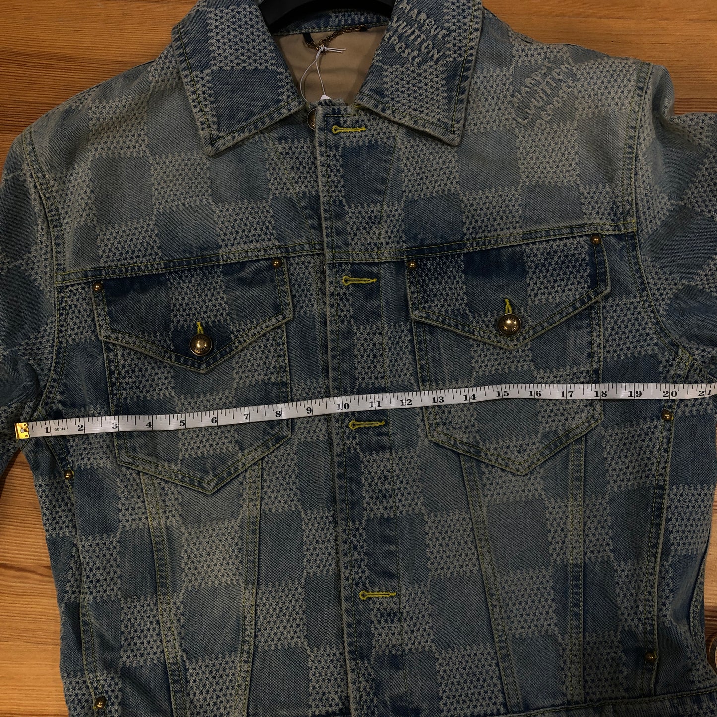 Louis Vuitton Blue Damier Denim Jacket Size 46