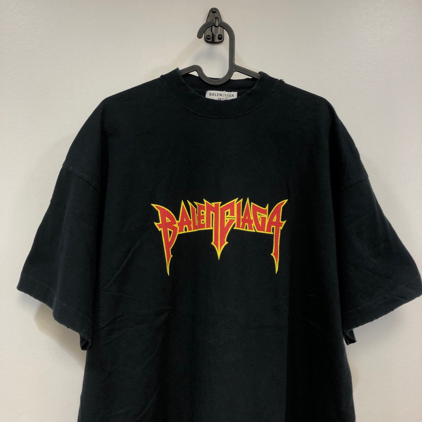 Balenciaga Heavy Metal Logo Distressed T-Shirt L Black