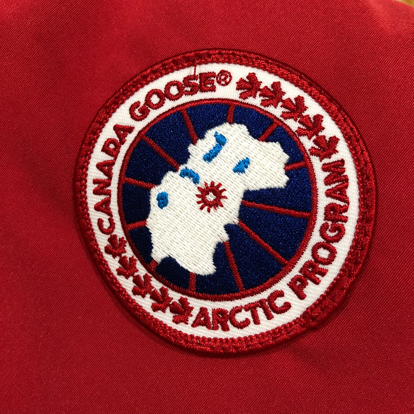 Canada Goose Red Fur Trim Hooded Bomber Jacket Size XL