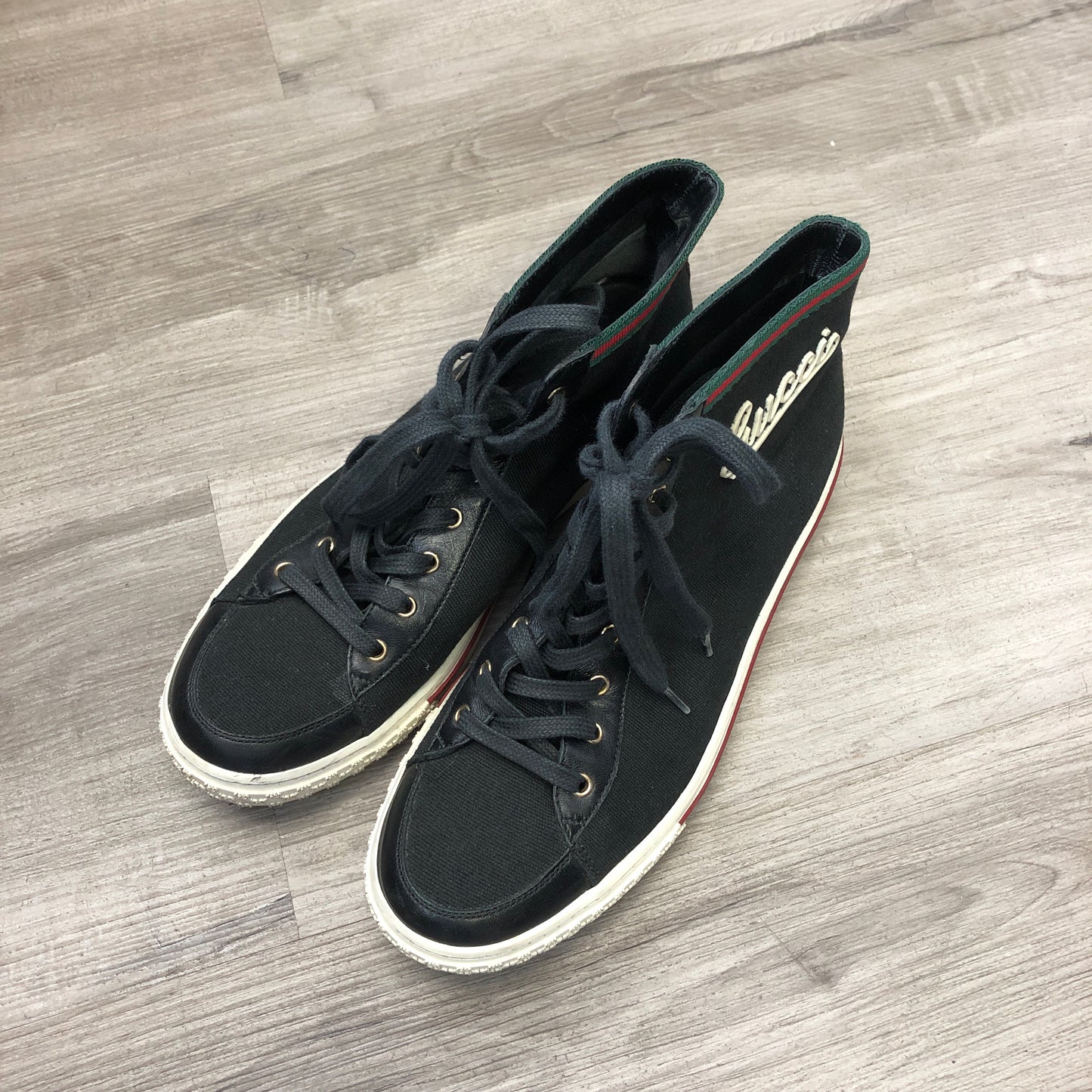 Gucci Women's Canvas High Top Sneakers 36 Black/White