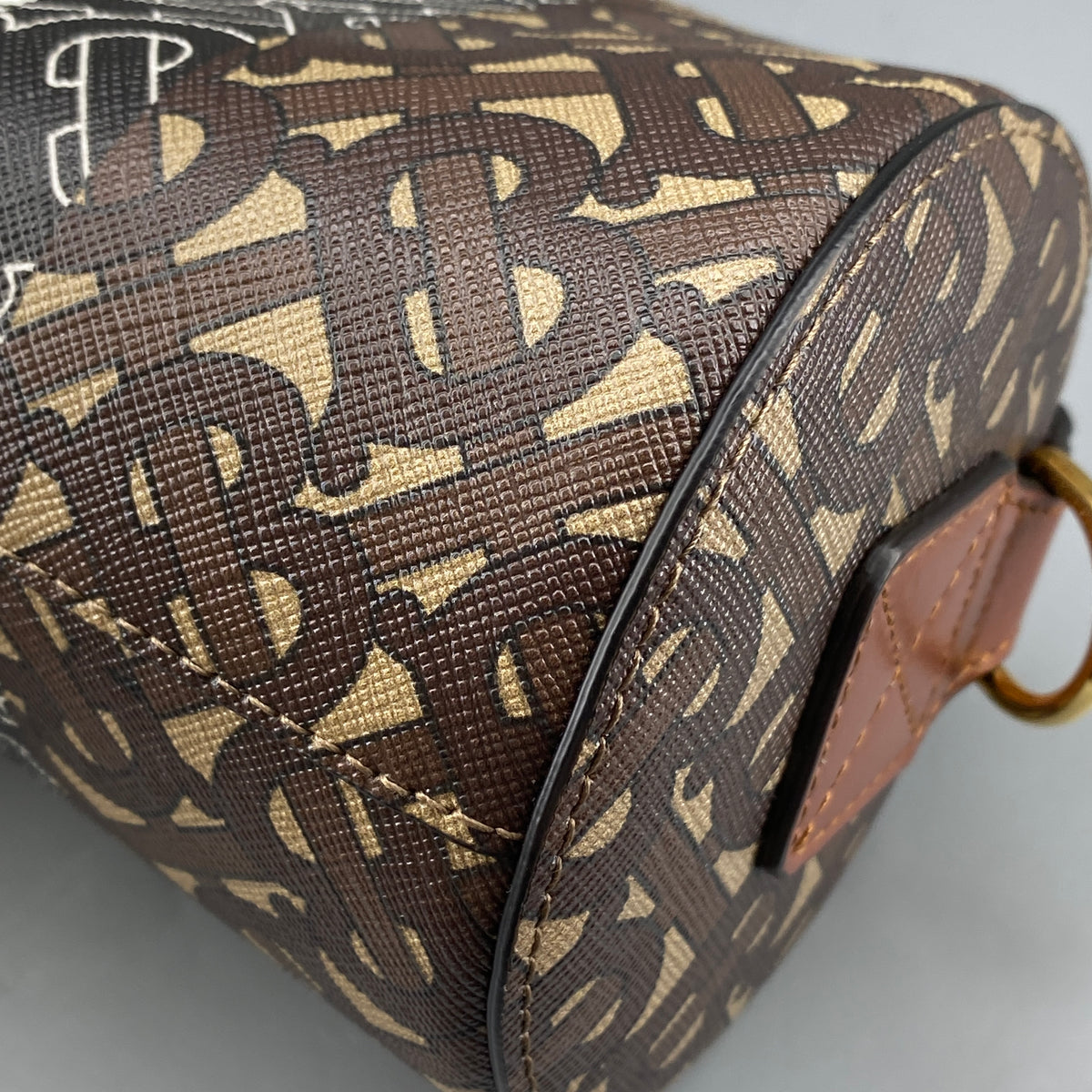 Burberry Brown Monogram Stripe Cylinder Crossbody Bag