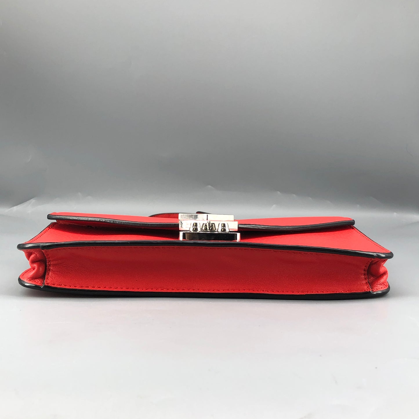 Mackage Red Leather Chevron Metal Logo Flap Crossbody Bag