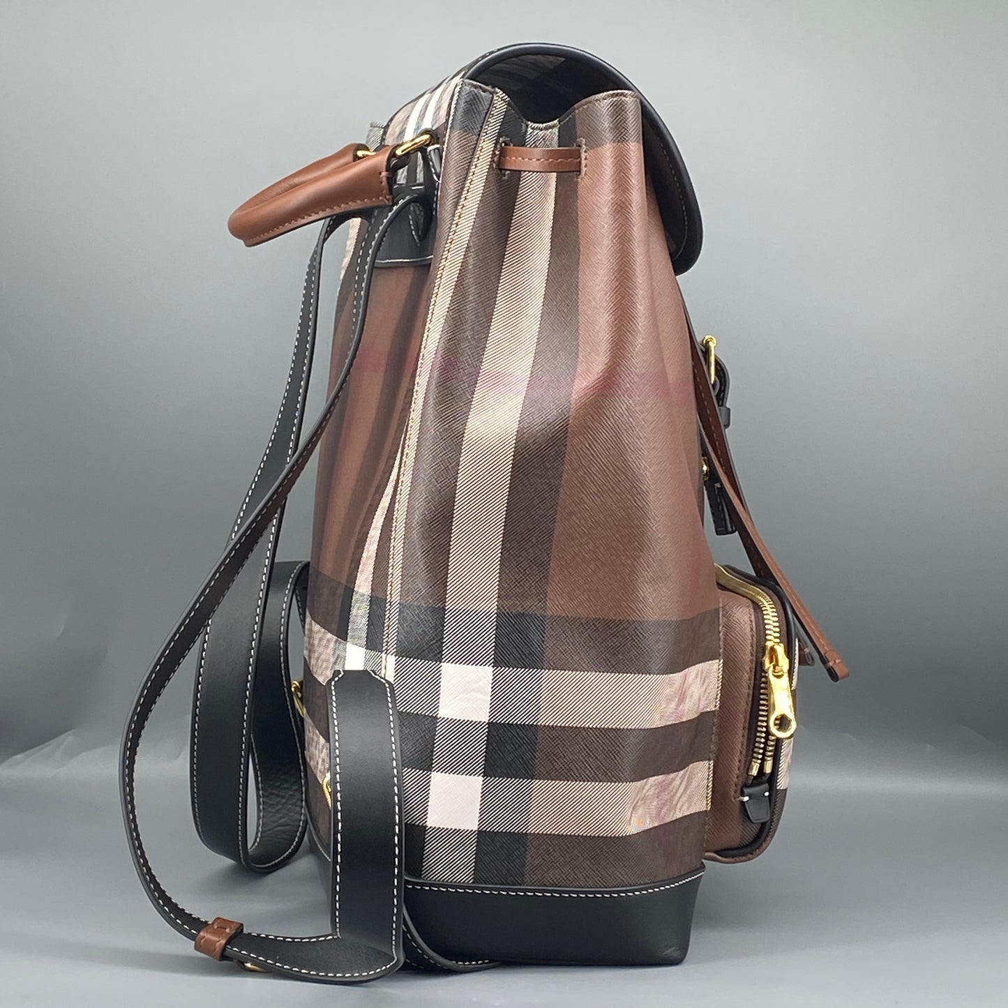 Burberry Brown Check Drawstring Backpack Bag