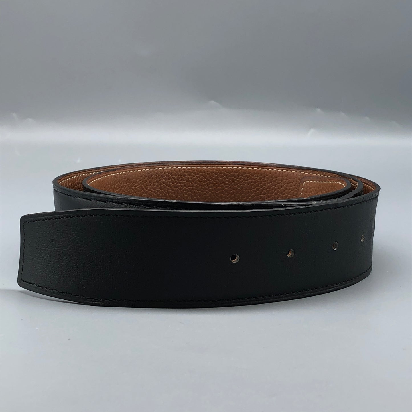 Hermes Black/Caramel Reversible Leather Belt 95cm
