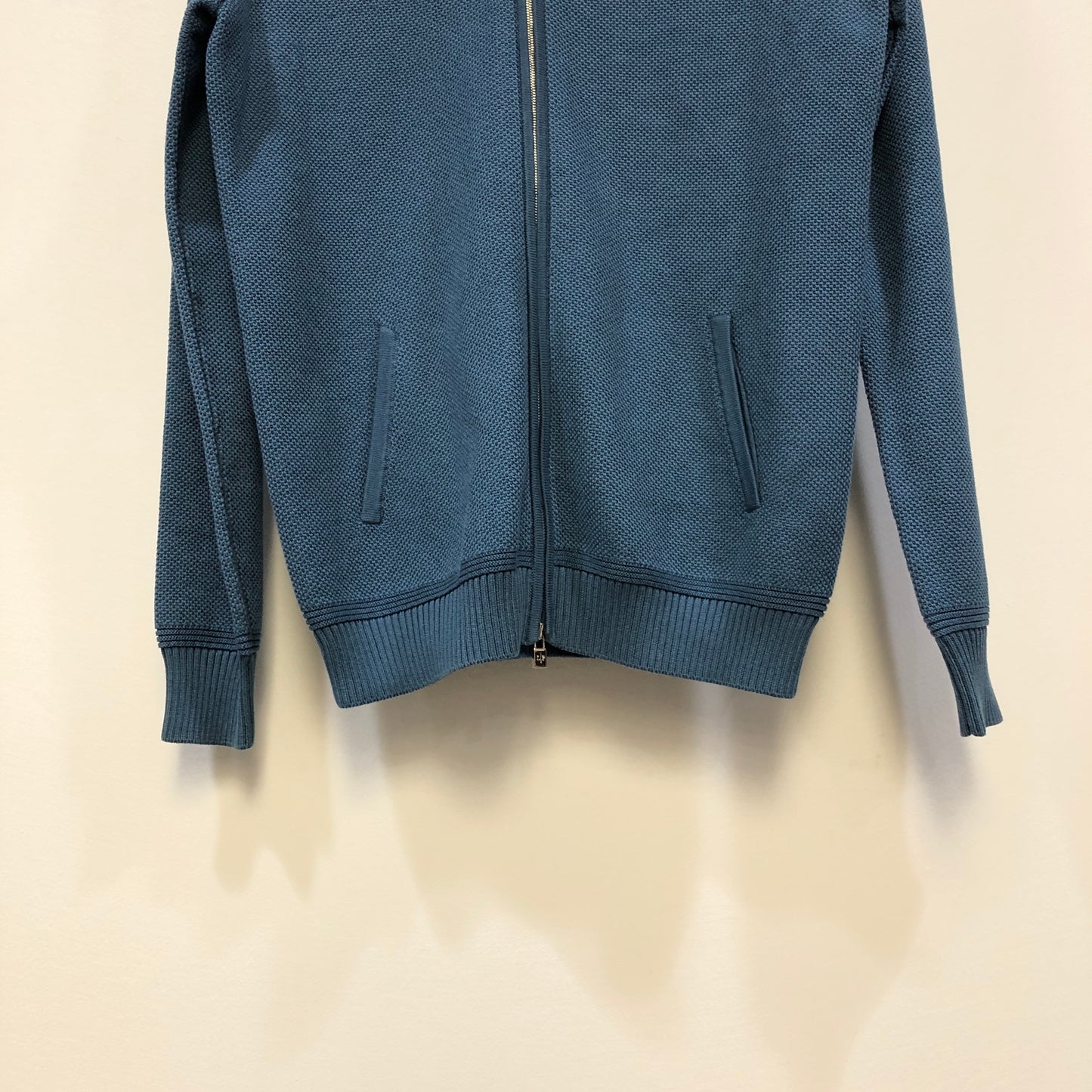 Loro Piana Blue Zip Knit Cardigan Size 42