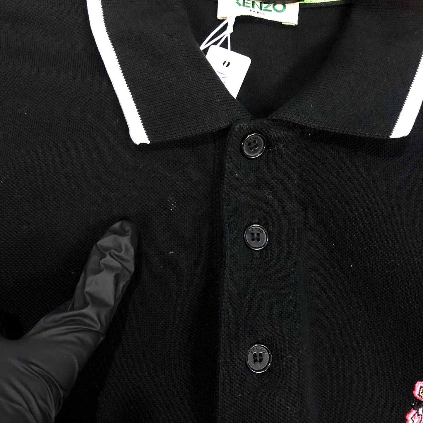 Kenzo Black Tiger Embroidered Polo Shirt Size XS